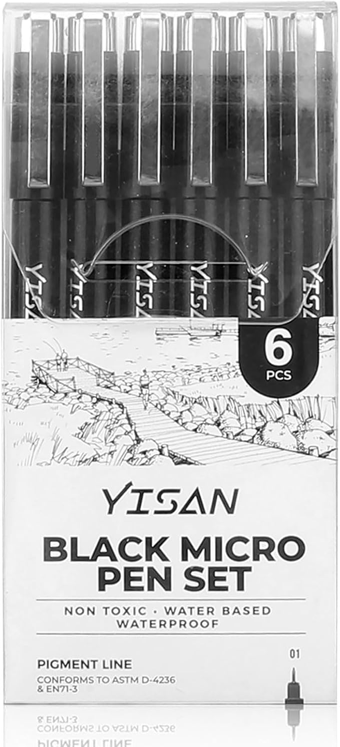 YISAN Ultra Fine Tip Pens Black 01, Extra Fine Point Writing Ink Pens, 0.25mm - Image 6