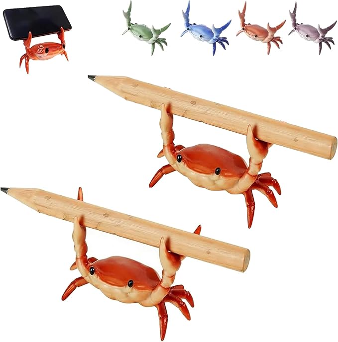 Desk Crab Pen Holder, Cute Weightlifting Crab Pencil Holder by Unknown