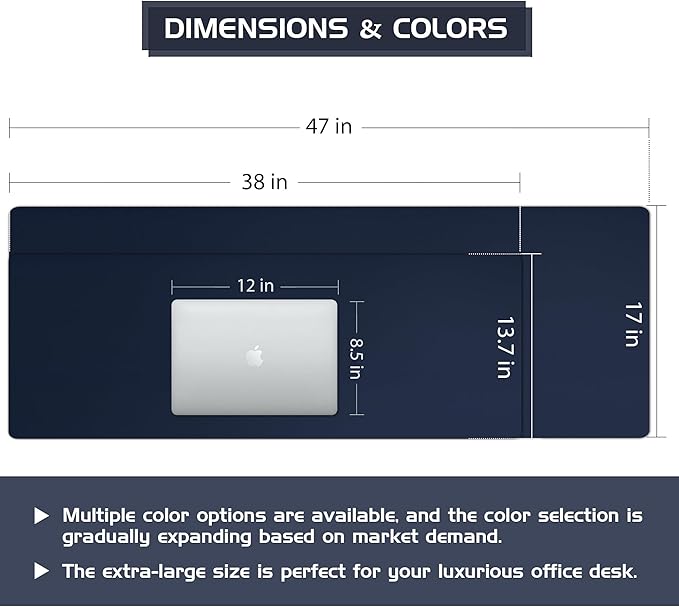 Aothia Leather Desk Pad Protector, Office Desk Mat, Large Mouse Pad, Laptop - Image 3