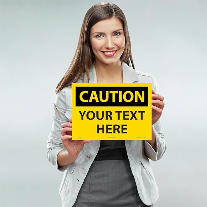 Custom OSHA Style Caution Sign 10" x 14" Adhesive Vinyl Sign, Customizable - Image 2
