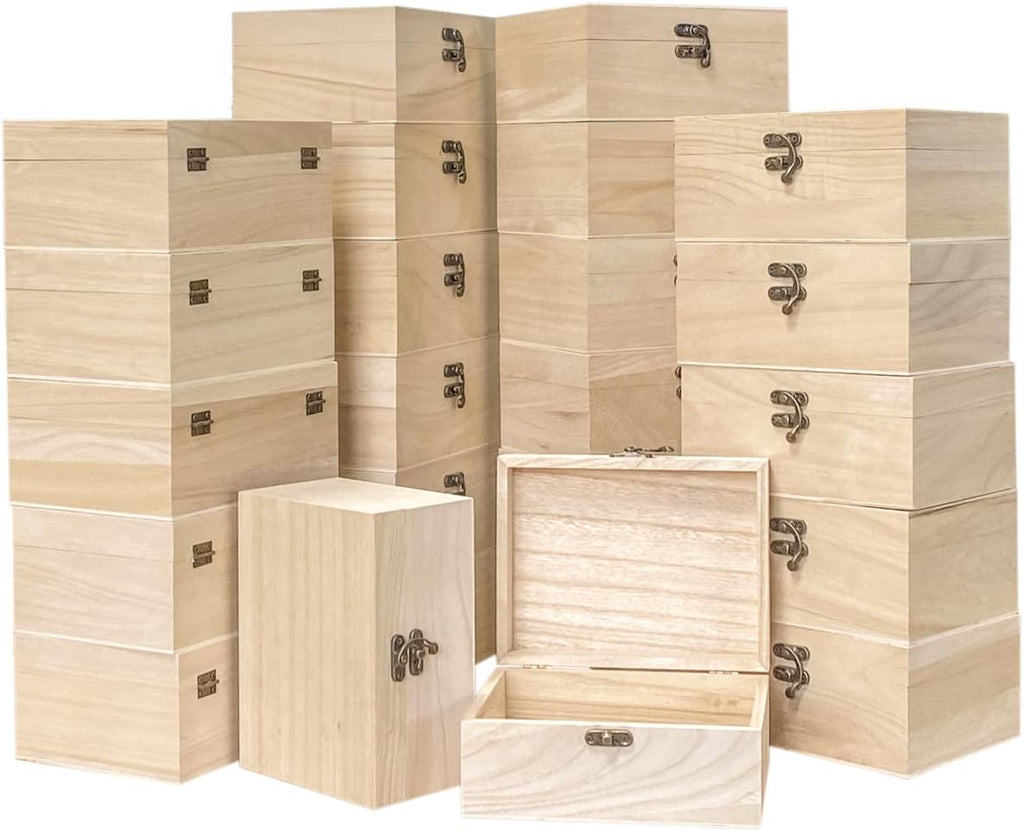 unfinished wooden box with lid rectangle crafts wood, main product view