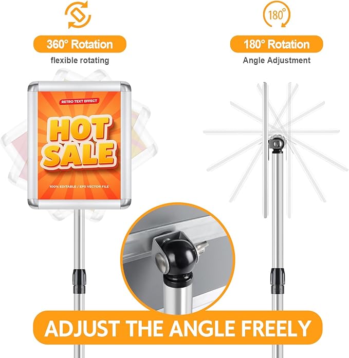 RedChili 2 Pack Sign Holder Stand 8.5x11 Inch, Adjustable Floor Standing Sign - Image 3
