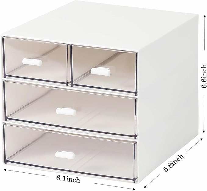 MILULUGO Makeup Organizer with 4 Drawers, Desk Organizer, Cosmetics Storage Box - Image 3