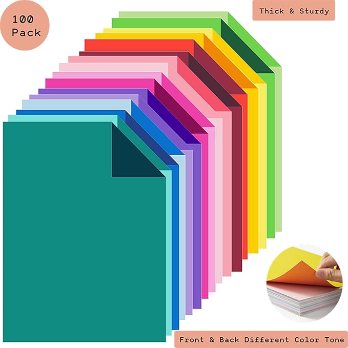 Livholic 100 Pack Heavy Duty Paper Colored Cardstock Front Back Different Color - Image 5