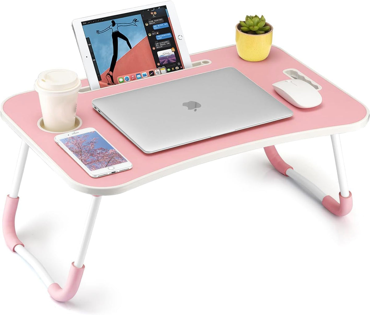 FISYOD Foldable Laptop Table, Portable Lap Desk Bed Table Tray, Laptop Stand ...