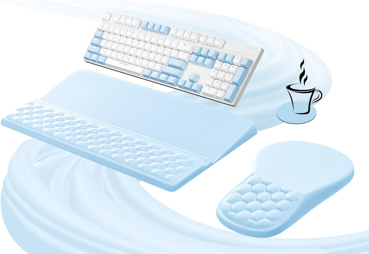 Ospelelf Ergonomic Mouse Pad and Keyboard Stand Wrist Rest Set, Memory Foam