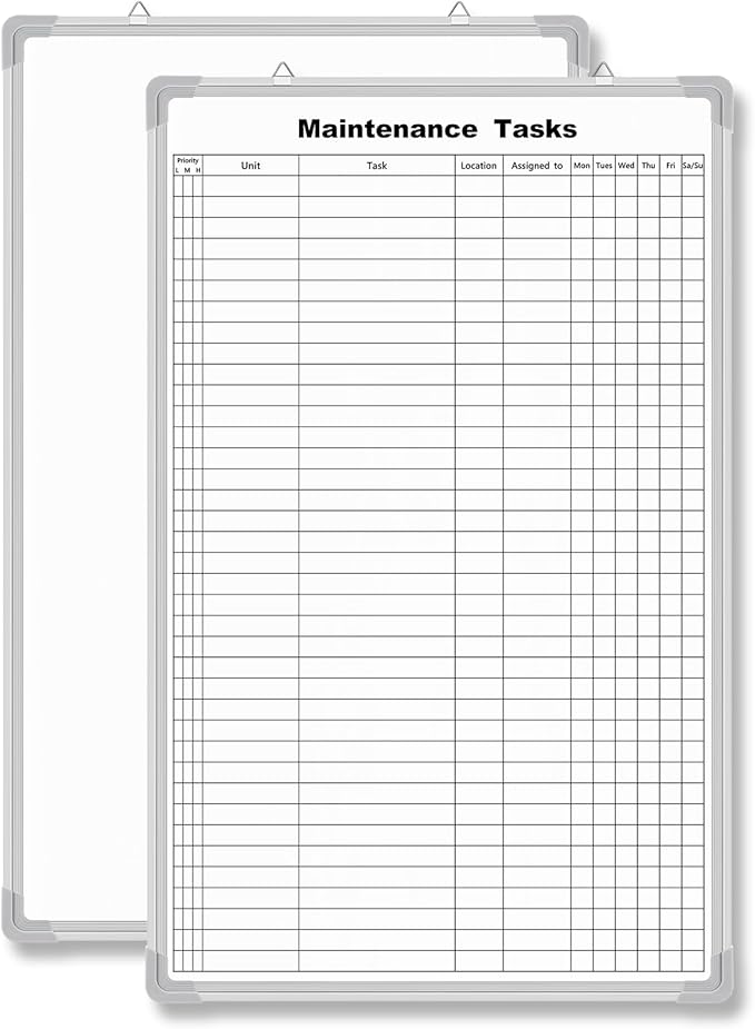 Lined Whiteboard Blank Grid Aluminum Frame Dry Erase Board Reusable Wall by Unknown