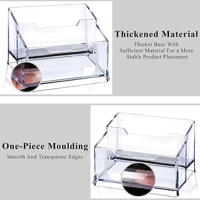 Meschett 3 Pack Clear Acrylic Business Card Holder, 2 Tier Premium Acrylic - Image 4