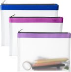Mr. Pen- Clear Pencil Pouch, 9" x 6.88", 3 Pack, Durable TPU Material | Large Water-Resistant Pencil Bags with Smooth Zipper, Multipurpose Clear Pouch for Stationery, School, Office