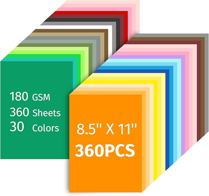 INFOOD 360 Sheets 8.5" X 11" Colored Cardstock Bulk, 30 Assorted Colors by INFOODOutdoorHomeKitchen