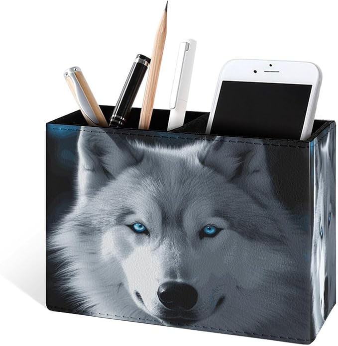 Famame White Wolf Blue Eyes Pencil Holder - Image 2