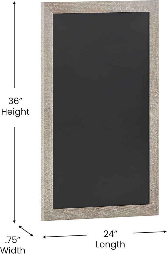 HBCY Creations 24" X 36" Weathered Lightwash Solid Wood Frame Wall Chalkboard - Image 3
