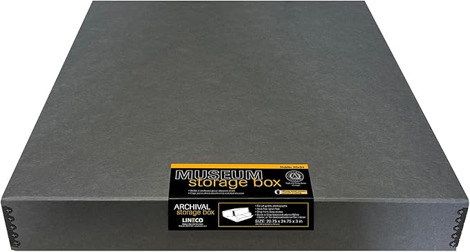 Lineco Museum Archival Storage Box, 20.75x24.75x3 in. Drop Front Design. by Lineco