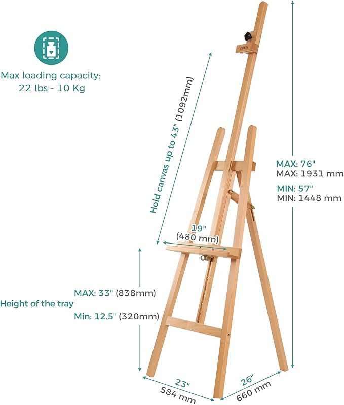 VISWIN Wooden Art Easel for Painting, Adjustable & Foldable Beech Wood Display - Image 2