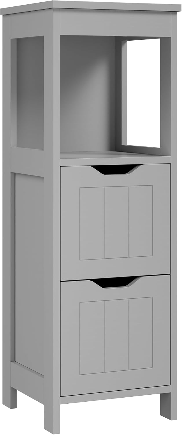 Shintenchi Small Bathroom Storage Cabinet, 2 Drawer Slim Floor Cabinet