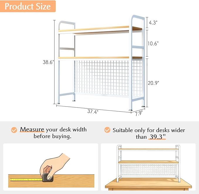 IOTXY 2-Tier Desktop Hutch Bookshelf - Image 2