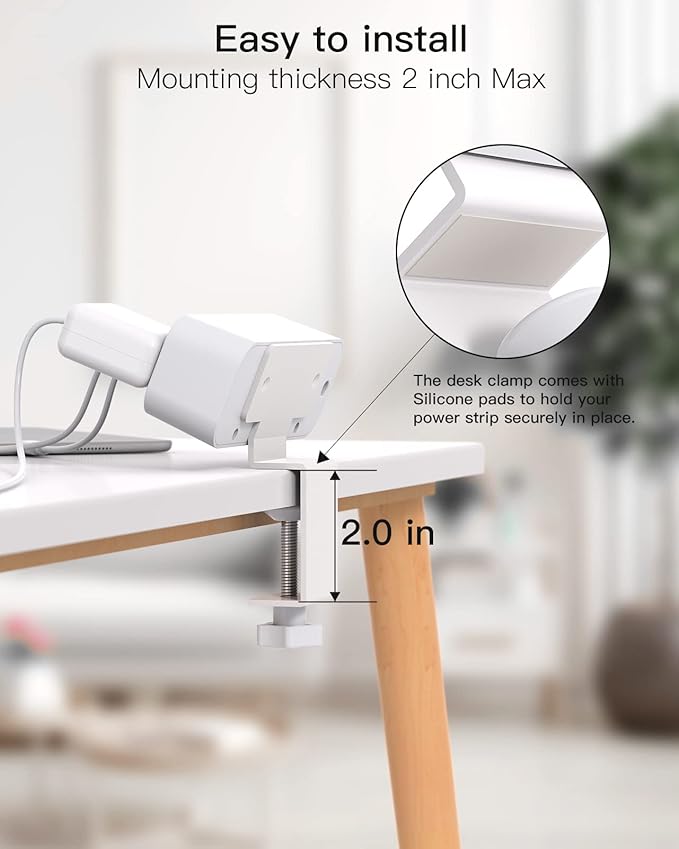 Desk Clamp Power Strip, 65W 10ft Extension Cord- 2 Outlets Desktop Power Strip - Image 4