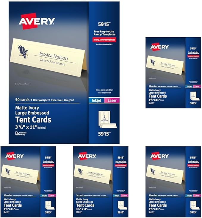 Avery Printable Tent Cards, 3.5" x 11", Ivory by Avery