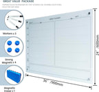 Magnetic Planner Writeboard 24"X36" Weekly Glass Calendar White Glassboard - Image 2