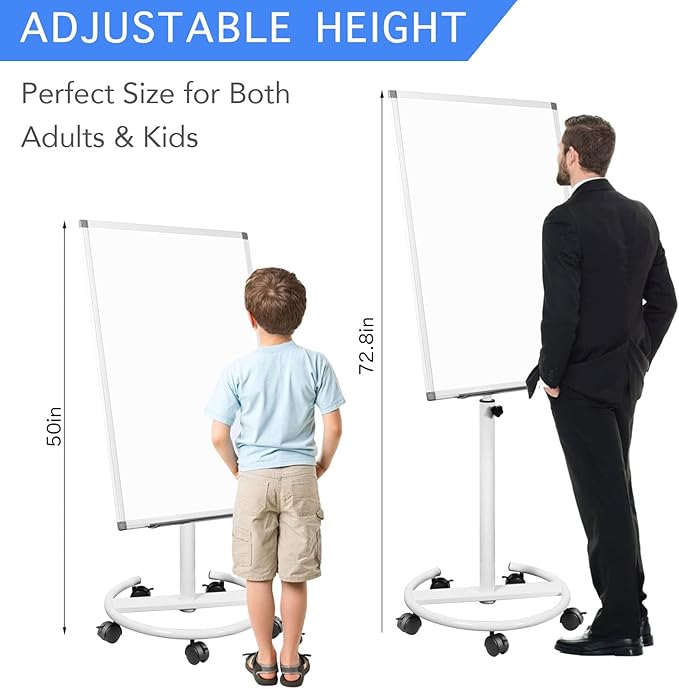 BIBOC Mobile Dry Erase Board – 40x28 inches Magnetic Portable Whiteboard Stand - Image 3