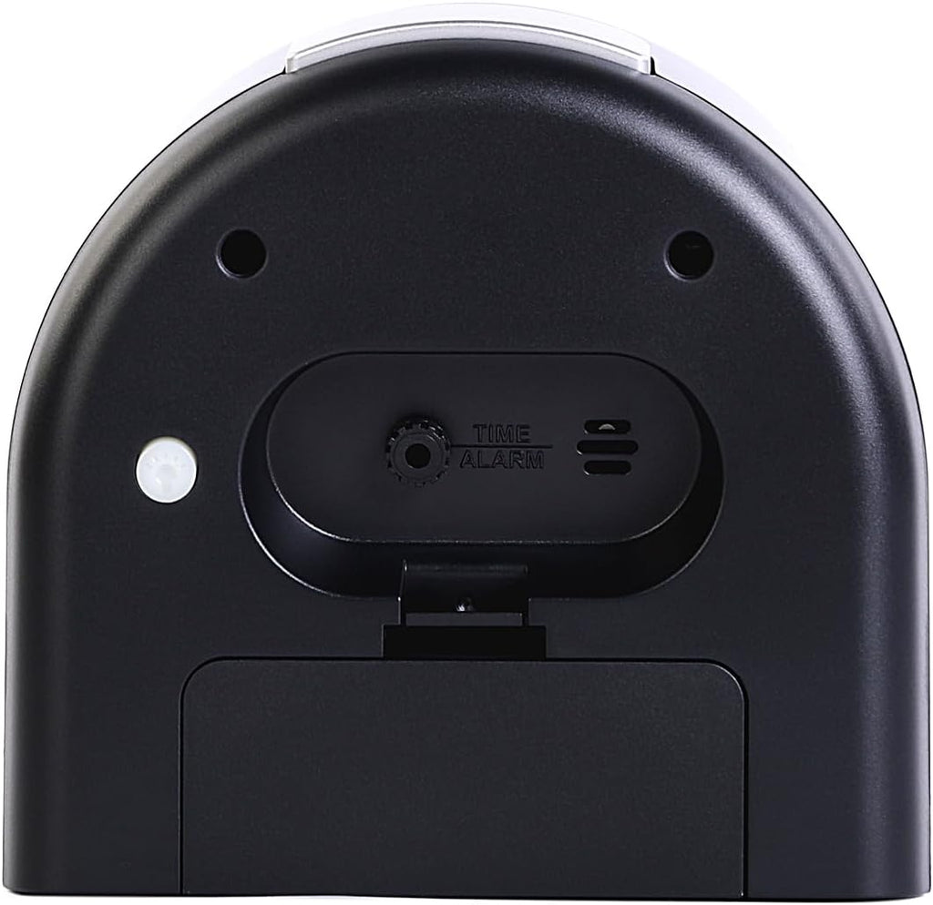 seiko qhe211klh non ticking bedroom alarm clock, black, close-up detail
