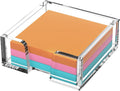 Beego Modern Elegant Crystal Clear Acrylic Sticky Note Holder Organizer - 3x3 in Square Notepad Holder - 3 Count - No Pads - Office Desk Organization