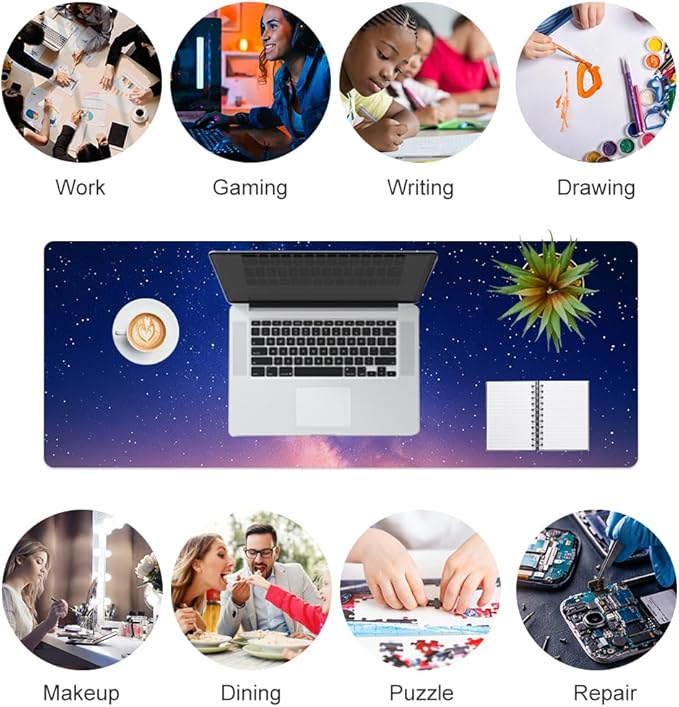 QIYI Desk Pad, Galaxy PU Leather Desk Blotter Protector, Waterproof Computer - Image 7