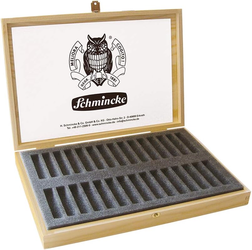 schmincke pastel empty box for 30 pastel pencils shown in use