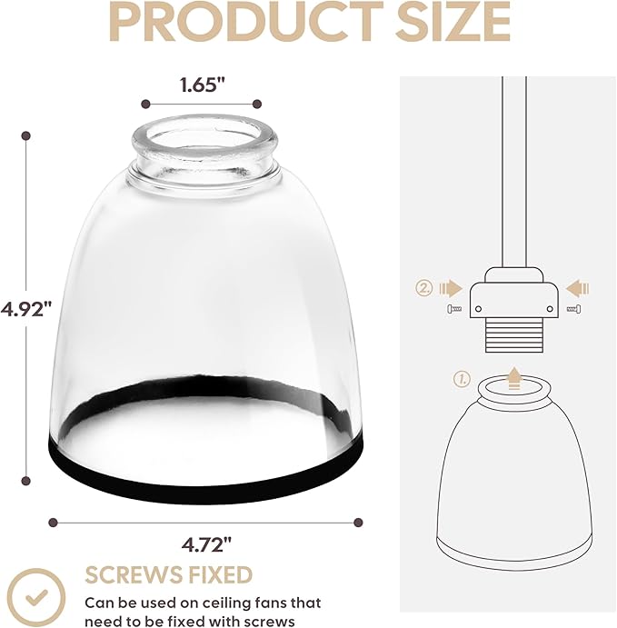 Eidonta 4 Pack Clear Glass Shade Replacements, Bell Shaped Glass Shade Covers - Image 2