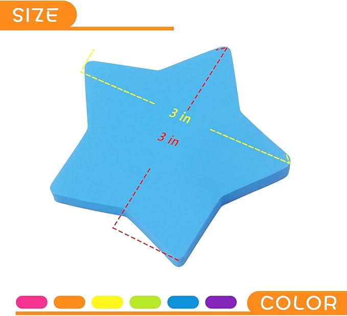 SIMONA Star Shape Sticky Notes 6 Color Bright Colorful Sticky Pad 75 Sheets/Pad - Image 4