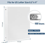 1/2 Inch 3-Ring-Binder with Pockets, 0.5''-inch Round Binders Holds 100 Sheets - Image 2