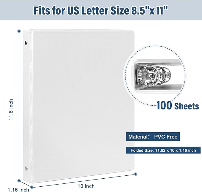 0.5-Inch 3-Ring-Binder with Pockets, 1/2'' Basic Binders 1-inch View Round - Image 2