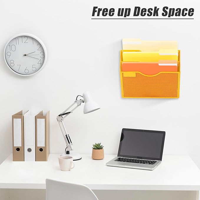 EASEPRES 3 Pocket Mesh Hanging Wall File Organizer, Wall Mounted Mail Paper - Image 3