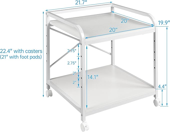 Fannova 20 Inches Deep Large Printer Stand, 2 Tier Under Desk Printer Table - Image 3