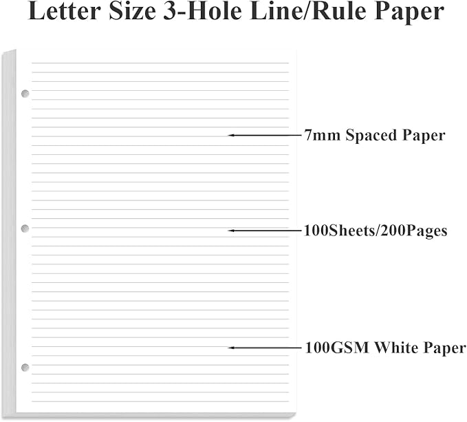 3-Hole Line Paper Refills, Letter Size Loose-Leaf Paper, 300 Sheets/600 Pages - Image 4