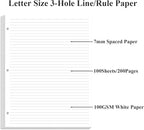 3-Hole Lined Refill Paper, Letter Size Punched Ruled Filler, 100 Sheets / 200 - Image 4