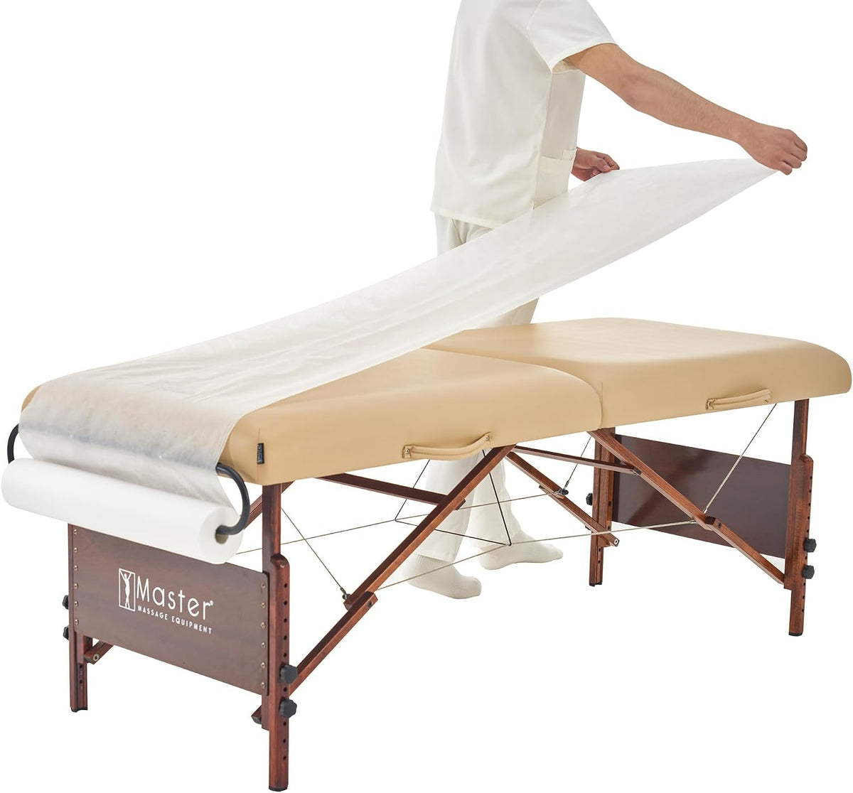 master massage paper roll holder for massage tables, front angle view