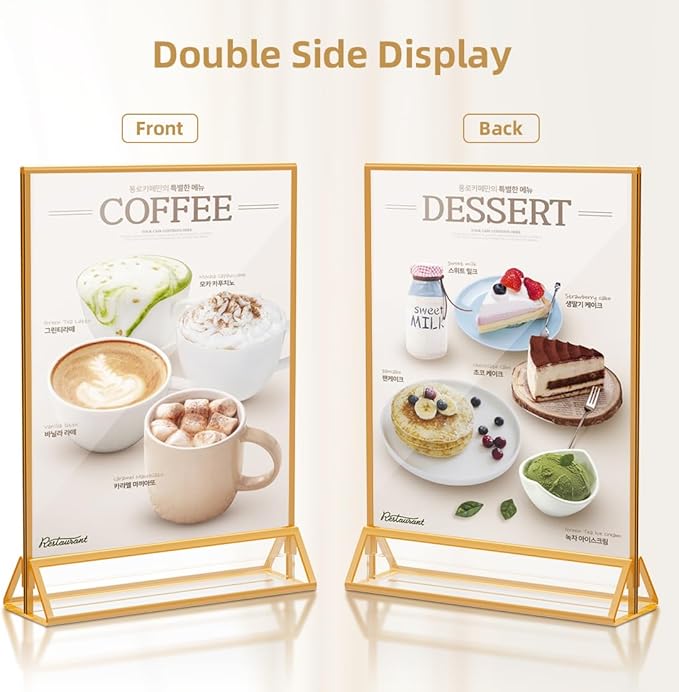 PPH-Sisy Acrylic Sign Holder 8.5X11 Gold Picture Frame Double Sided Acrylic - Image 4