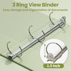 SUNEE 3 Ring Binder 1.5 Inch 1 Pack, Sage Green - Image 3