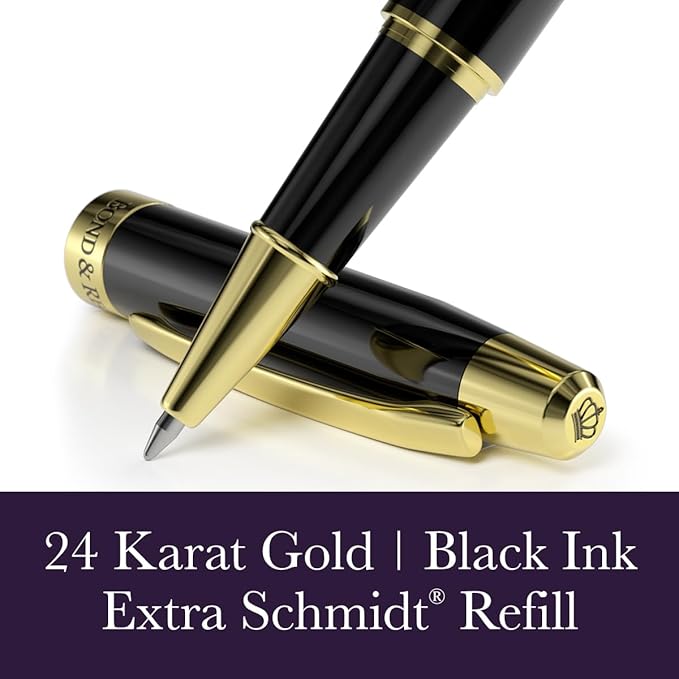 Bond & Regent Gloss Black & 24 Karat Gold | Certified Luxury Grade Rollerball - Image 3