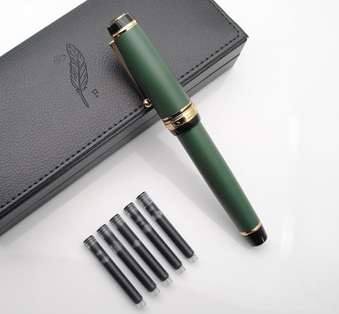 xixixiaozhu Metal Big Fountain Pen Set Medium Nib 0.7mm, Includes Ink Refill - Image 3