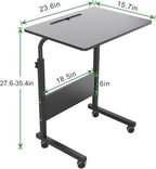 DlandHome Rolling Laptop Desk Stand Up Adjustable Mobile Laptop Desk, 23.6 - Image 3