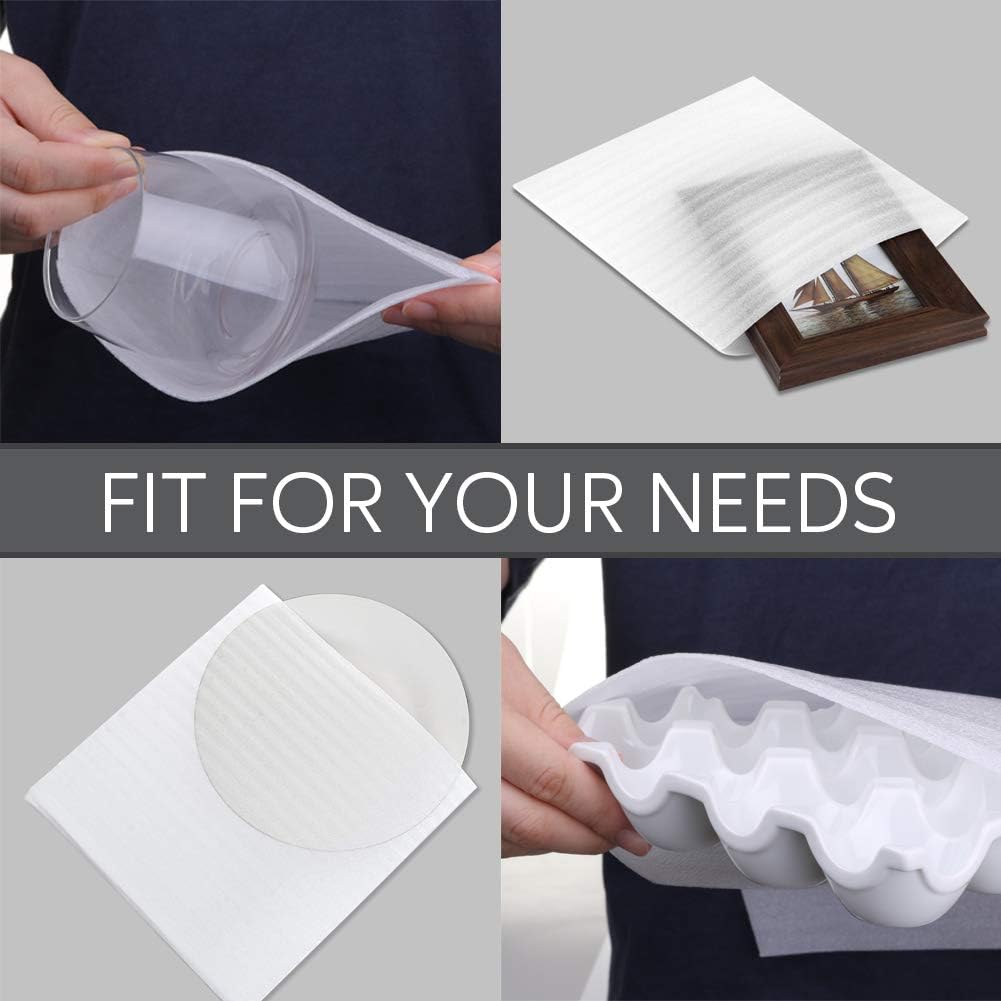 135 Pcs Moving Supplies with 3 Size Cushion Foam Pouch 1/16 Inch Thickness, 60 Pcs Fragile Stickers to Protect Ornament Cup Glasses China Dishes Shipping Storage Transportation (7.5x7.5 7.5x12 12x12)