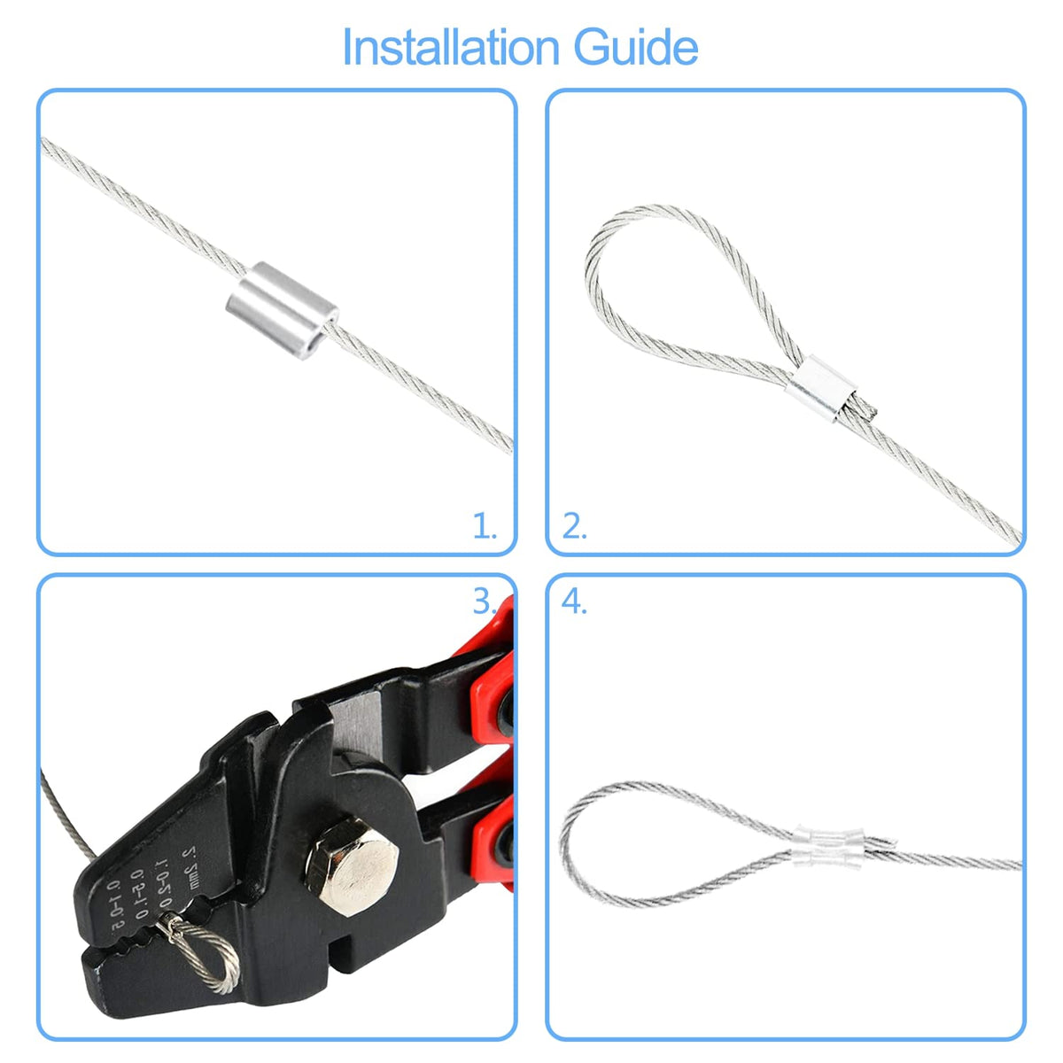 Wire Rope Crimping Tool Kit, with 1/16-304 Stainless Steel Cable 165 ft (7x7 ...