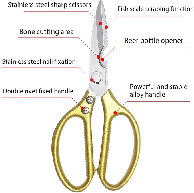 Kitchen Scissors All purpose, Have duty Stainless Steel Cooking Shears - Image 2