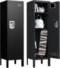 BUTISOW Lockable Metal Storage Locker with Card Slot (15" W x 15" D) Durable Storage Cabinet, Lockers for Employees & Kids, Fits Bedroom Gym School & Office (Black, 54" - 1 Door)