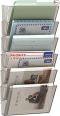 MINDEPOT 6 Pockets Acrylic Wall File Organizer, Plastic Hanging Wall File Holder by MINDEPOT
