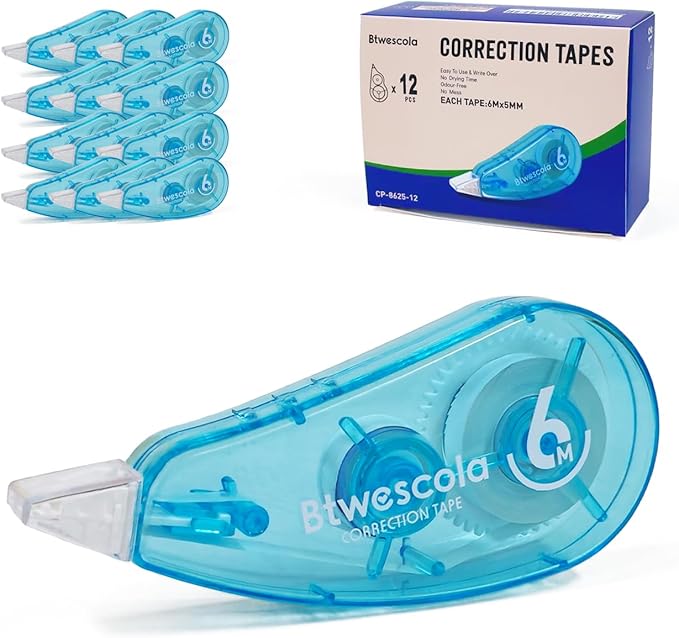 Btwescola Correction Tape, 19.7Feet 12-Count Pack Correction Tape by Btwescola