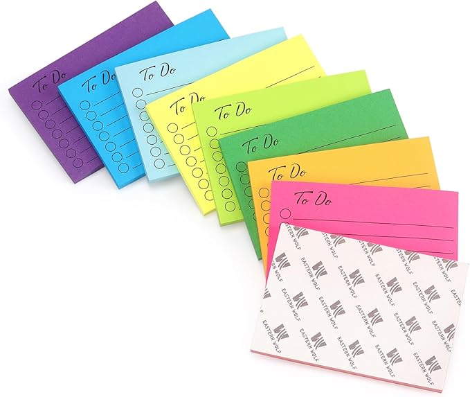 Eastern Wolf 9 Pads to Do Lined Sticky Notes, 9 Bright Multi Colors Self-Stick - Image 6