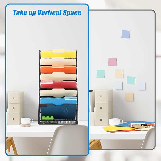 EASEPRES Desk File Organizer Mesh 9-Tier, Hanging Wall Mount Document - Image 2